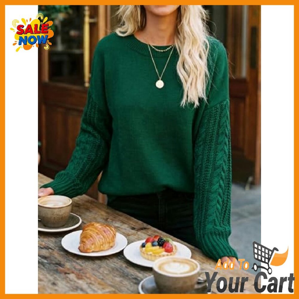 Oversized Cable Knit Pullover Sweater Long Sleeve… - image 6